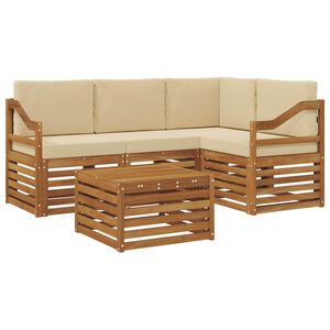 vidaXL Lauko sofos komplektas su pagalve 5 pcs Natūralus ir bežinis