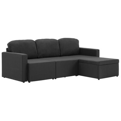 vidaXL Trivietė modulinė sofa-lova, tamsiai pilkos spalvos, audinys