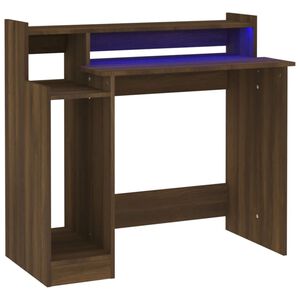 vidaXL Ra&scaron;omasis stalas su LED, rudas ąžuolo, 97x45x90cm, mediena