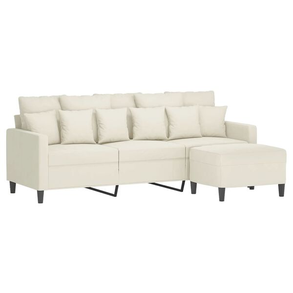 vidaXL Trivietė sofa su pakoja, kreminės spalvos, 180cm, aksomas