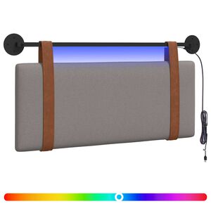 vidaXL Pakabinamas lovos galvūgalis Su LED &scaron;viesa Taupe Antikinis PU
