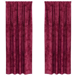 vidaXL Aksominio tipo užuolaidos 2 pcs Vyno raudonumo 245 x 140 cm
