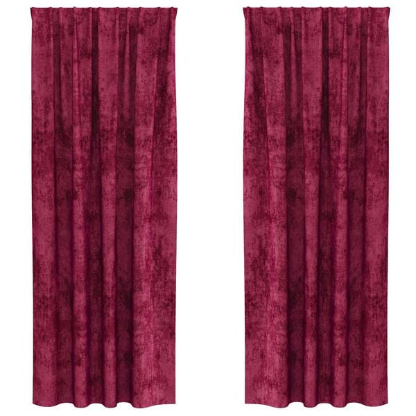 vidaXL Aksominio tipo užuolaidos 2 pcs Vyno raudonumo 245 x 140 cm