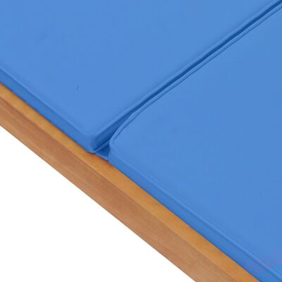 vidaXL Saulės gultas su čiužiniu, mėlynas, tikmedžio medienos masyvas