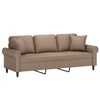 vidaXL Trivietė sofa su pagalvėmis, kapučino, 180cm, dirbtinė oda