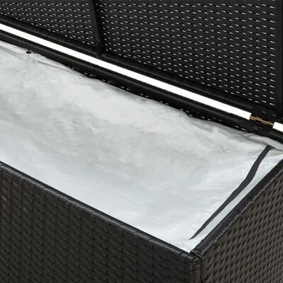 vidaXL Sodo daiktadėžė, juodos spalvos, 200x50x60cm, poliratanas