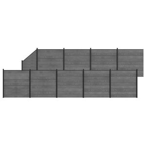 vidaXL Tvoros rinkinys 10 vnt. 1657 x 186 cm WPC ir aliuminis Pilka