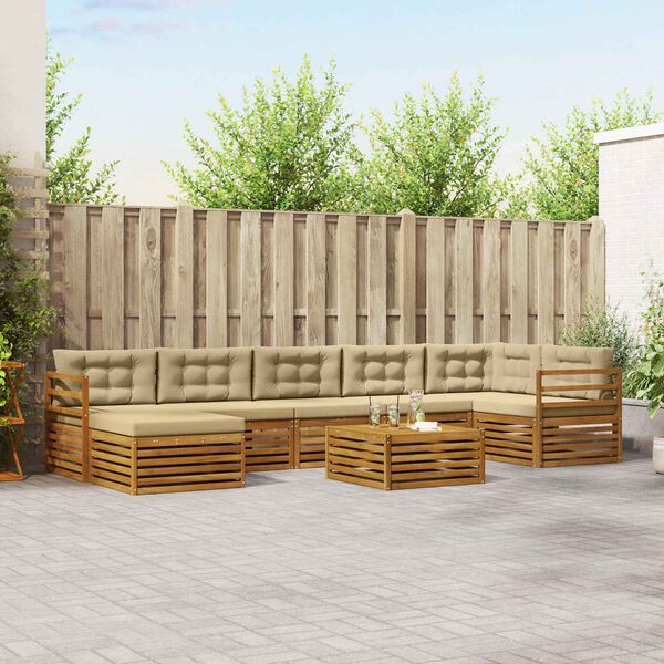 vidaXL Sofų komplektai su pagalve 8 pcs Natūralus ir bežinis