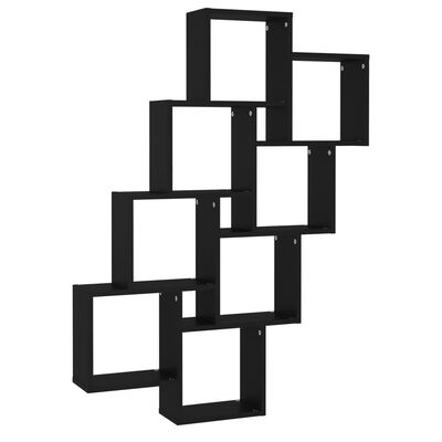 vidaXL Sieninė lentyna, juodos spalvos, 90x15x119cm, MDP, kubo formos