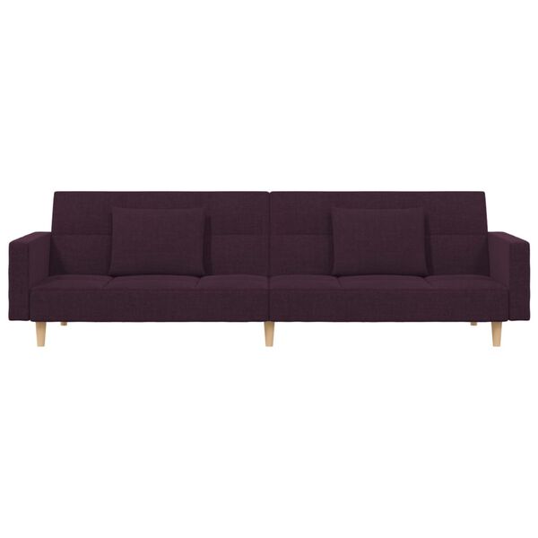 vidaXL Dvivietė sofa-lova su dvejomis pagalvėmis, violetinė, audinys
