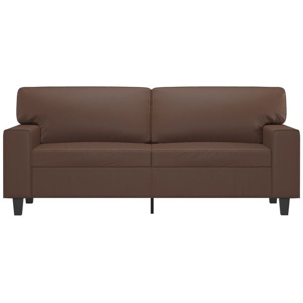 vidaXL Dvivietė sofa, rudos spalvos, 140cm, dirbtinė oda