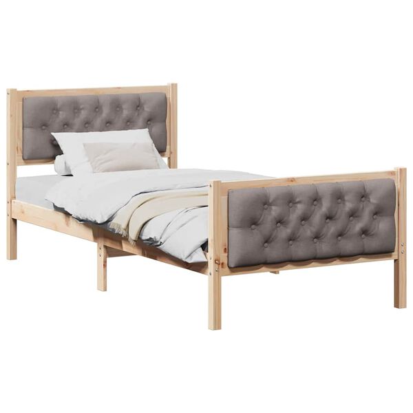 vidaXL Lovos rėmas Taupe 90 x 200 cm Kietos pu&scaron;ies mediena