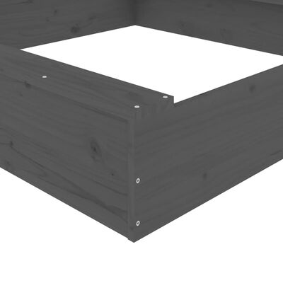 vidaXL Smėlio dėžė su sėdynėmis, pilka, pušies masyvas, kvadratinė