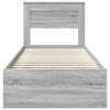 vidaXL Lovos rėmas Pilkas Sonoma 90 x 190 cm Kietos pu&scaron;ies mediena