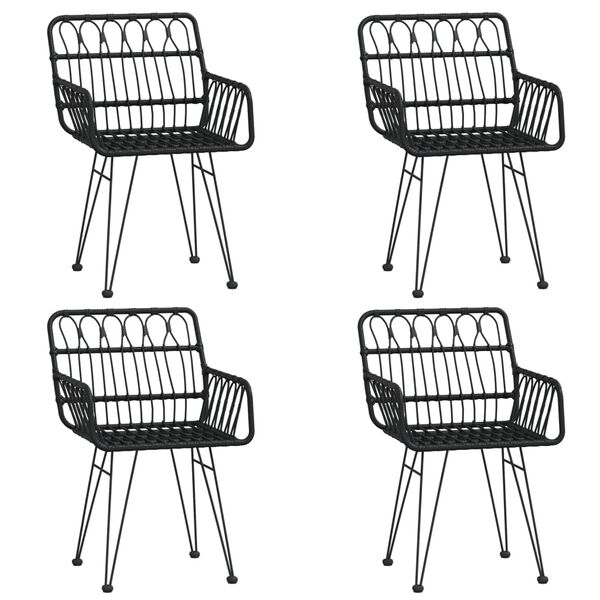 vidaXL Sodo valgomojo baldų komplektas, 5 dalių, juodas, poliratanas