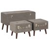 vidaXL Daiktadėžės-taburetės, 3vnt., pilkos spalvos, aksomas