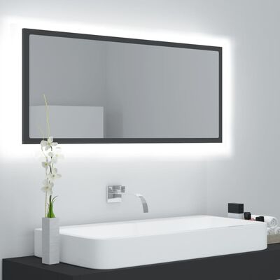 vidaXL Vonios kambario LED veidrodis, pilkas, 100x8,5x37cm, akrilas