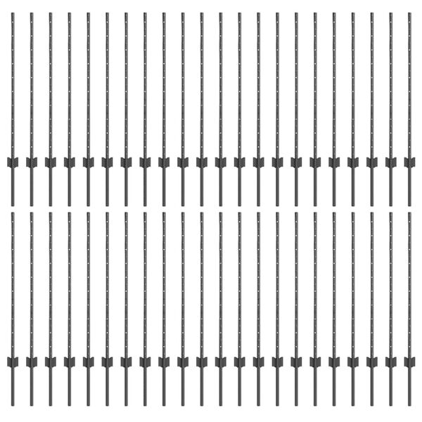 vidaXL Tvorelių stulpai 88 pcs Pilka 140 cm Plienas