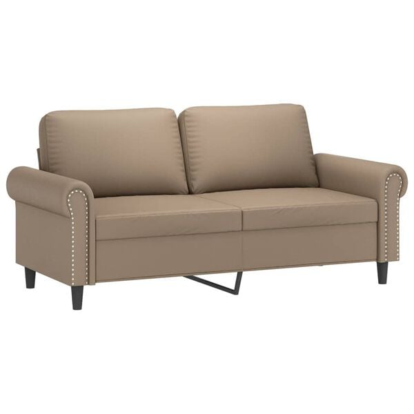 vidaXL Dvivietė sofa, kapučino spalvos, 140cm, dirbtinė oda
