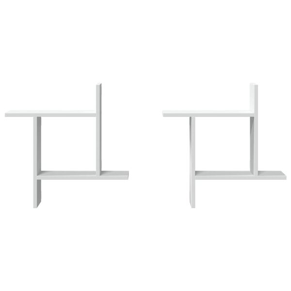 vidaXL Sieninės lentynos, 2vnt., baltos, 50x12x50cm, apdirbta mediena