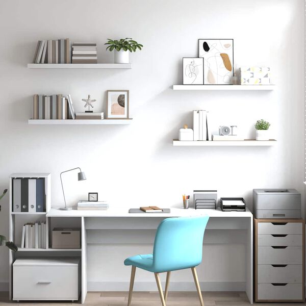 vidaXL Pakabinamos lentynos, 4vnt., ąžuolo/baltos, 80x23,5x3,8cm, MDF