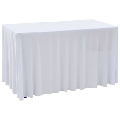 vidaXL Įtempiamos staltiesės su sijonais, 2 vnt., baltos, 243x76x74 cm