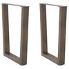 vidaXL Valgomojo stalo kojelės, V formos, 2 vnt., natūralus plienas, 70x(72-73,3) cm, plienas