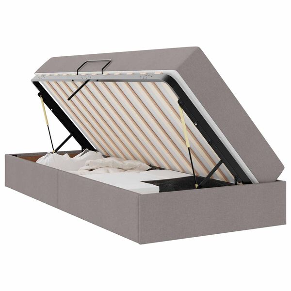 vidaXL Lova su daiktų laikymo vieta ir čiužiniu Taupe 90 x 200 cm