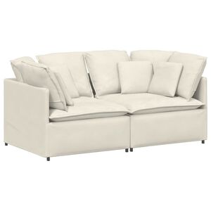 vidaXL Modulinė sofa su pagalvėlėmis, aksominė, kreminės spalvos