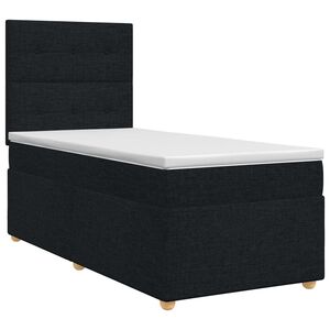 vidaXL Spyruoklinė lova su čiužiniu Juoda 80 x 200 cm Audinys