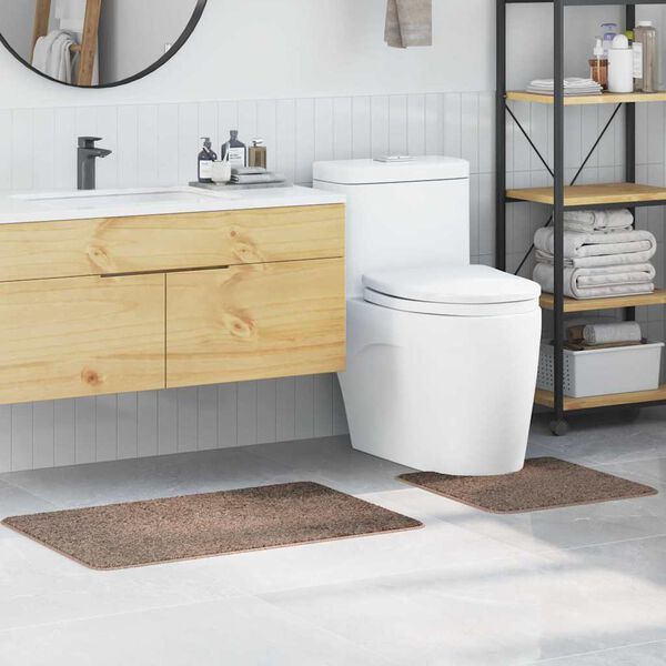 vidaXL Antisklidus vonios kilimėlių rinkinys 2 pcs Ruda PP