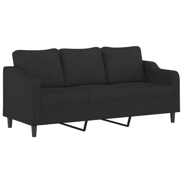 vidaXL Trivietė sofa, juodos spalvos, 180cm, audinys