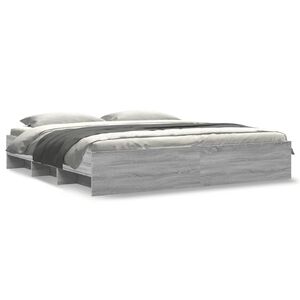 vidaXL Lovos rėmas, pilkos ąžuolo spalvos, 200x200cm, apdirbta mediena