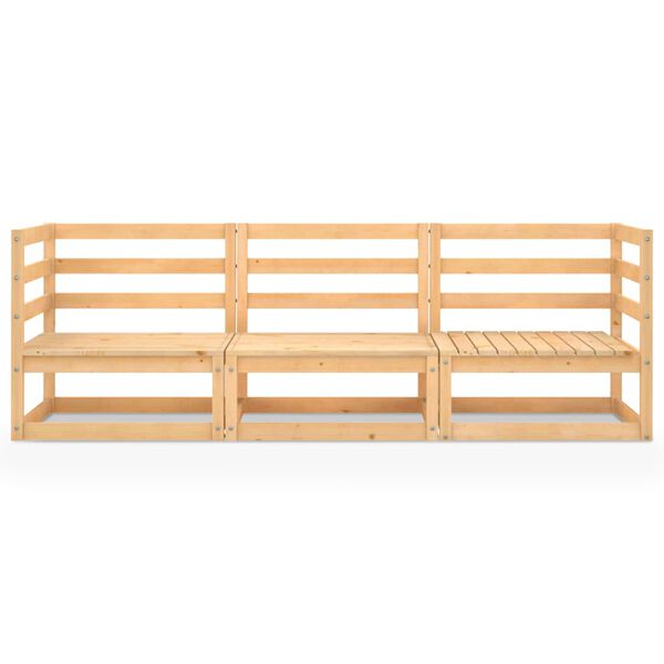vidaXL Trivietė sodo sofa, pušies medienos masyvas