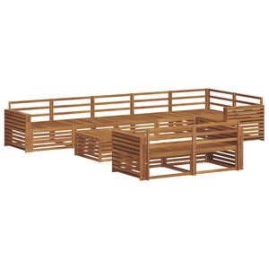 vidaXL Lauko sofos komplektas 9 pcs Natūrali