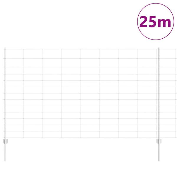 vidaXL Tvora su stulpais Sidabro 1,4 x 25 m Plienas