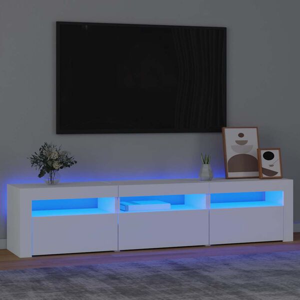 vidaXL Televizoriaus spintelė su LED apšvietimu, balta, 180x35x40cm