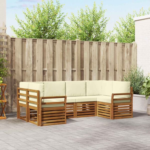 vidaXL Sofų komplektai su pagalve 6 pcs Natūralus ir grietinėlė