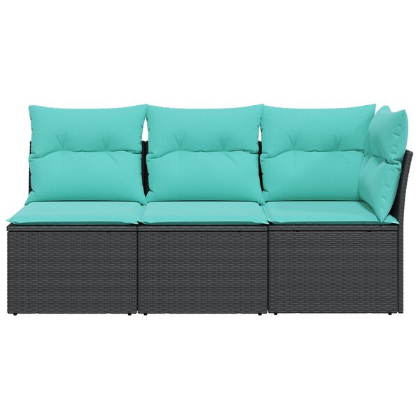 vidaXL Sodo sofa su pagalve Juoda 172 x 62 x 69 cm Poli ratanas