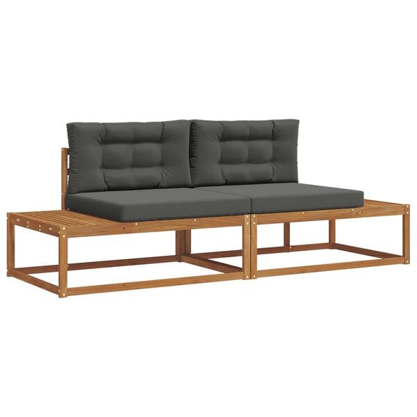 vidaXL Lauko sofos komplektas 2 Vienetas Natūralus ir antracitas