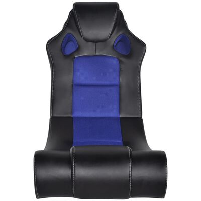 vidaXL Supama kėdė, juoda ir mėlyna, garso jungtis, dirbtinė oda