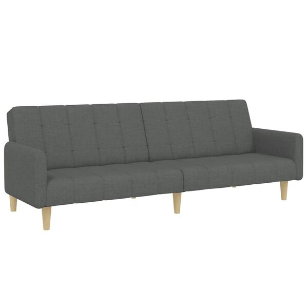vidaXL Dvivietė sofa-lova su pakoja, tamsiai pilkos spalvos, audinys
