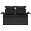vidaXL Sodo sofa su pagalve Juoda 141 x 62 x 69cm poliratanas