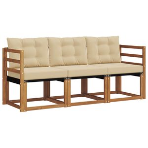 vidaXL Lauko sofos komplektas su pagalve 3 pcs Natūralus ir bežinis