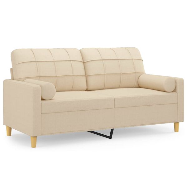 vidaXL Dvivietė sofa su pagalvėlėmis, kreminės spalvos, 140cm, audinys