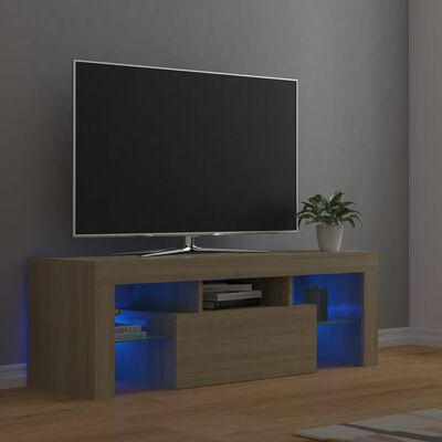 vidaXL Televizoriaus spintelė su LED apšvietimu, ąžuolo, 120x35x40cm