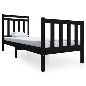 vidaXL Lovos rėmas, juodas, 75x190cm, medienos masyvas, vienvietis