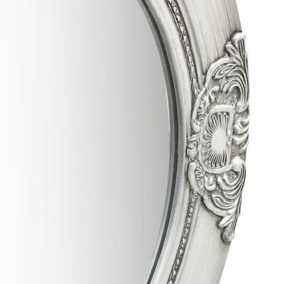 vidaXL Sieninis veidrodis, sidabrinis, 50cm, barokinio stiliaus