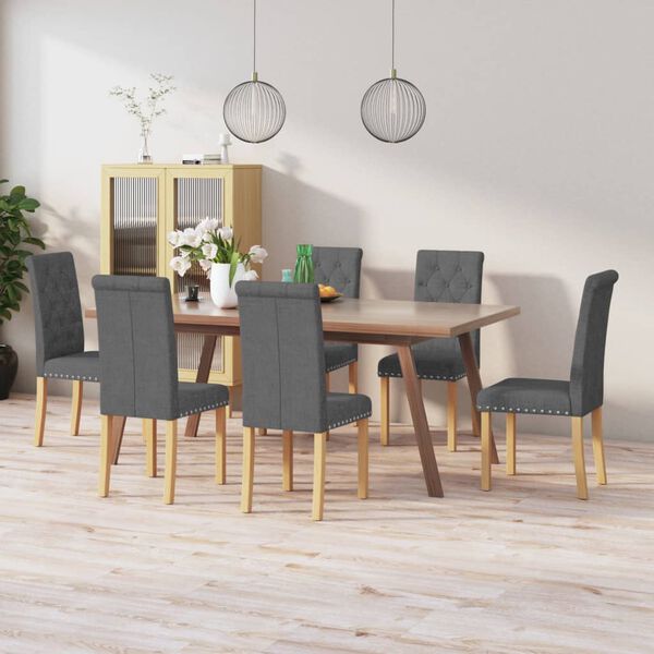 vidaXL Valgomojo kėdės, 6vnt., tamsiai pilkos, audinys