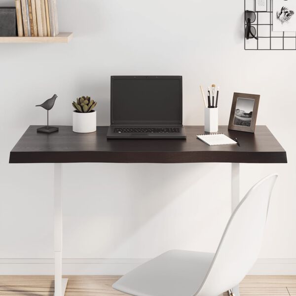 vidaXL Stalviršis, tamsiai ruda, 100x50x(2-4) cm, medienos masyvas